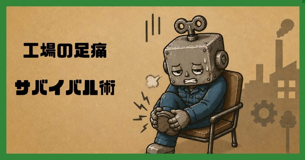 椅子に座り足をさするロボット