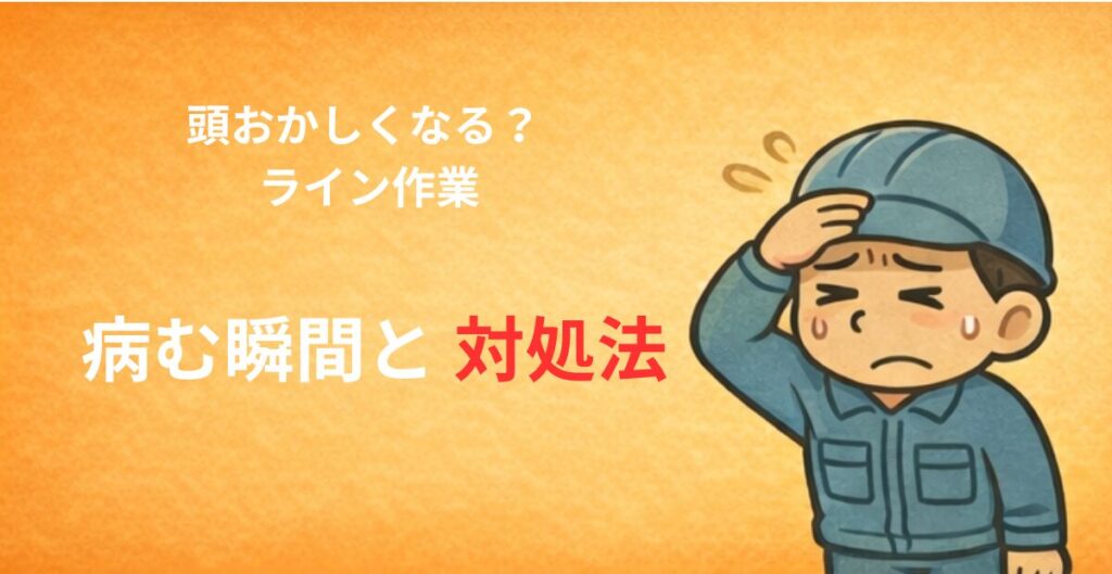 辛そうに頭を抱える作業服姿の男性