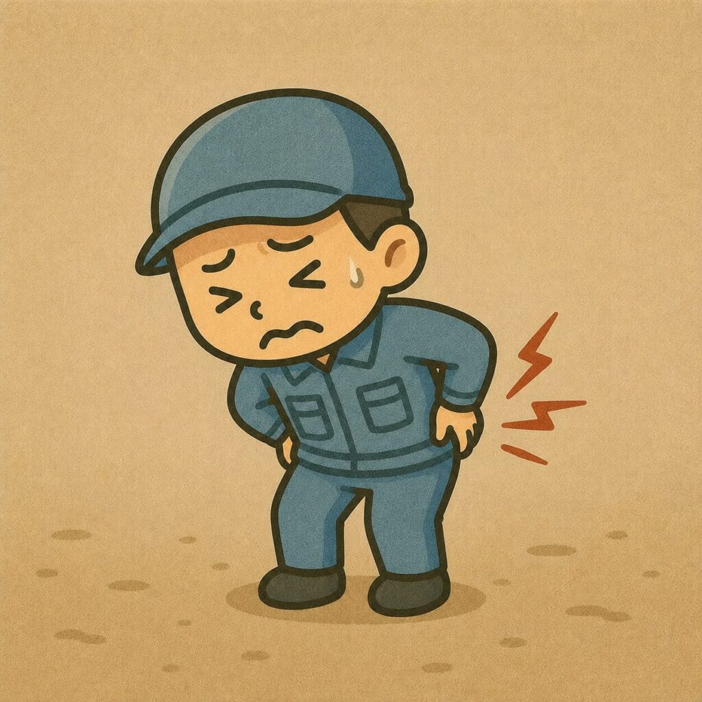 腰痛に苦しむ作業服姿の男性