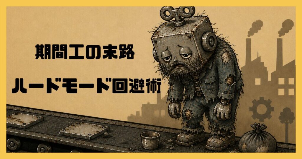 項垂れる年老いた作業服を着たロボット
