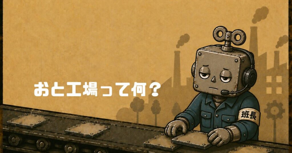 ライン作業をする作業服を着たロボット