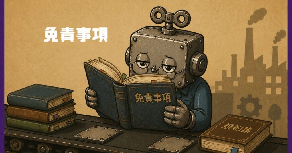 分厚い本を読む作業服姿のロボット